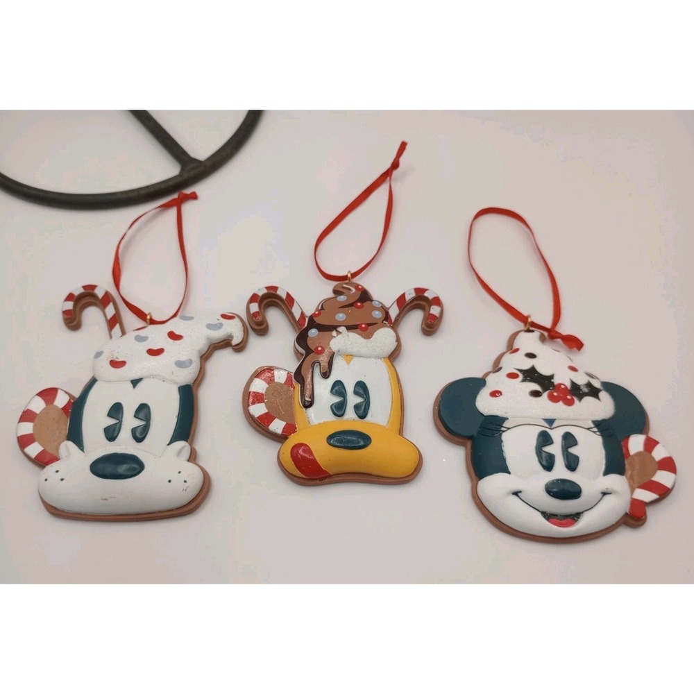3- Disney 2021 Ornaments From Walt's Holiday Lodge Mickey, Goofy And Pluto